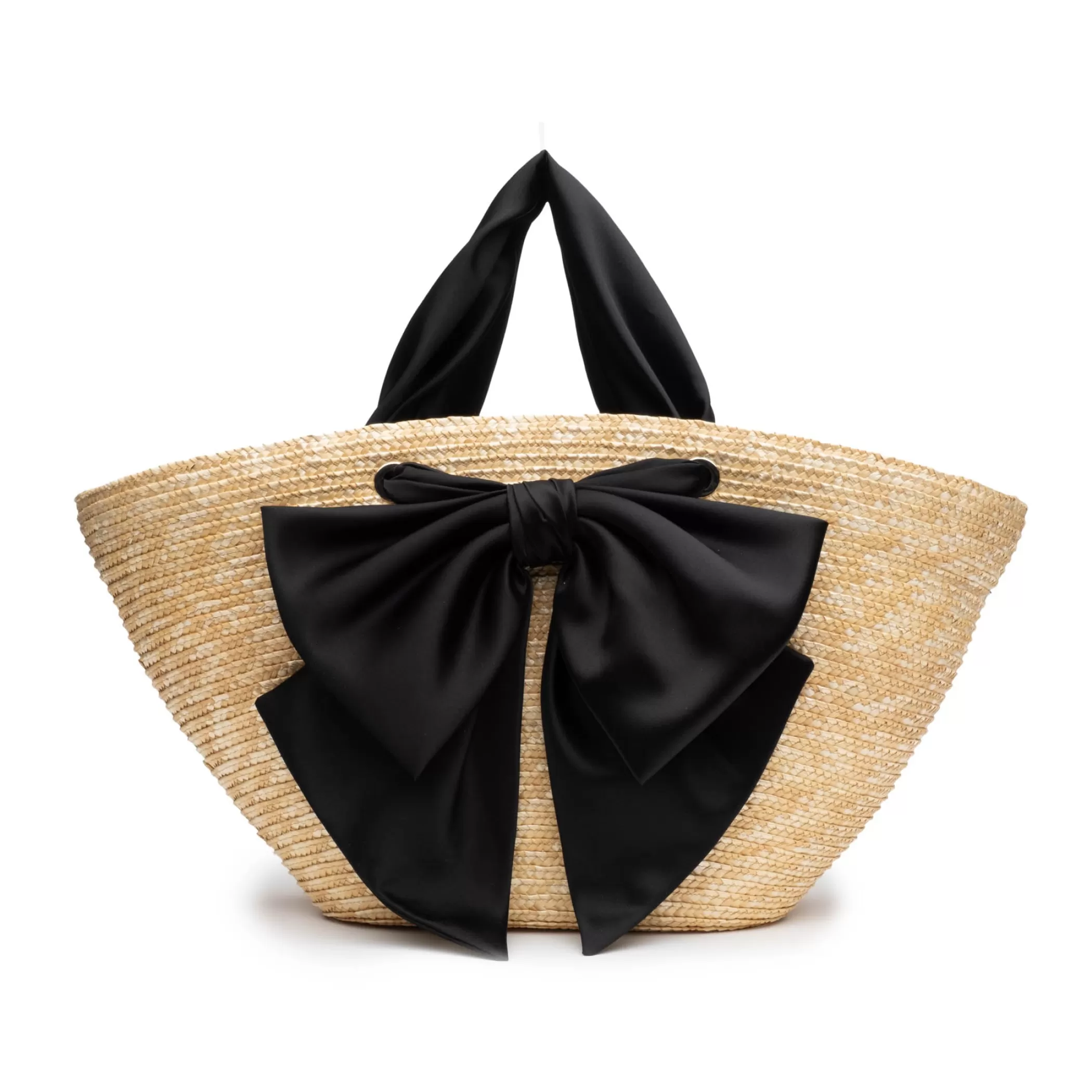 Shop Carlotta Straw Tote W/Black Satin Bow Women Bags