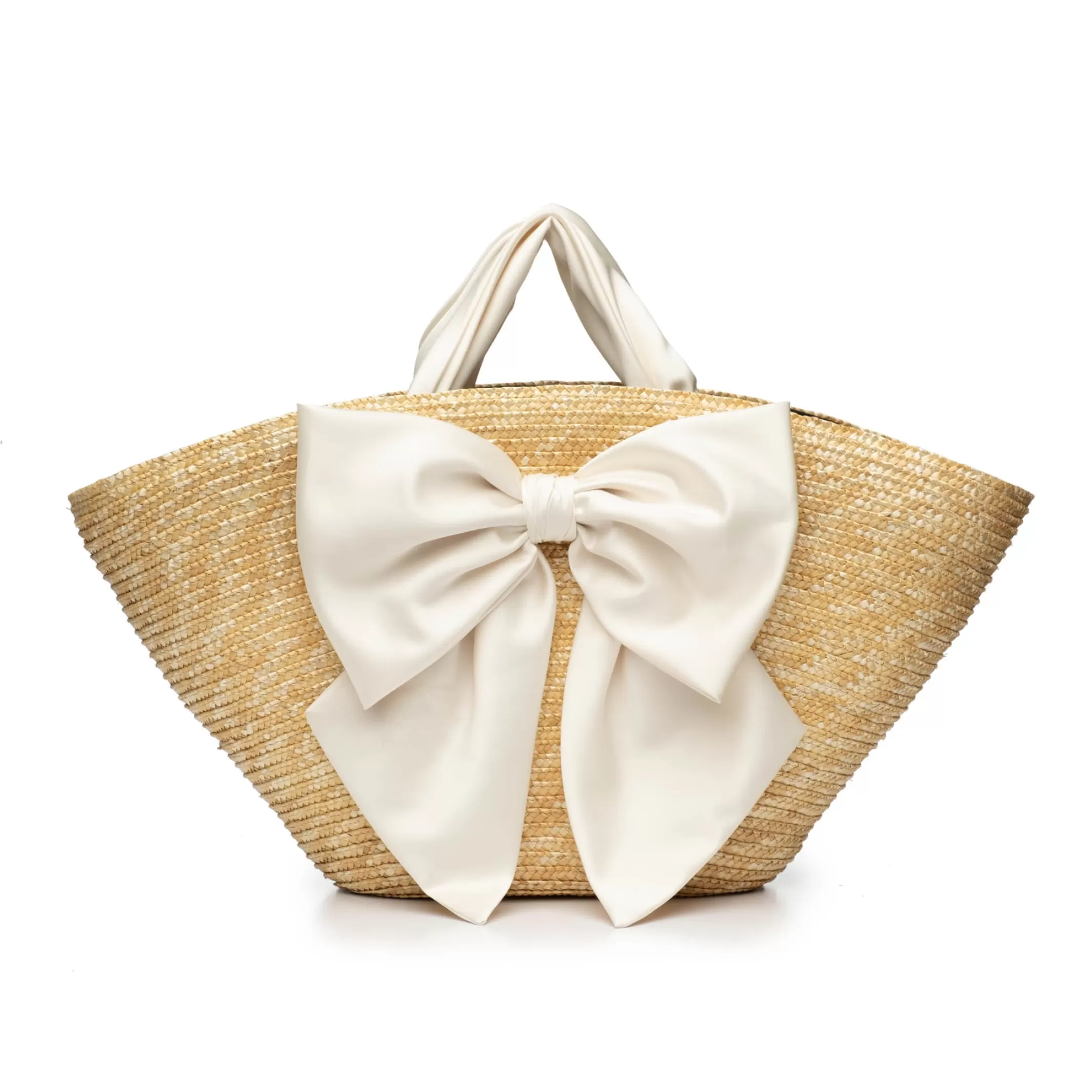 Hot Carlotta Straw Tote W/Satin Bow Women Bags