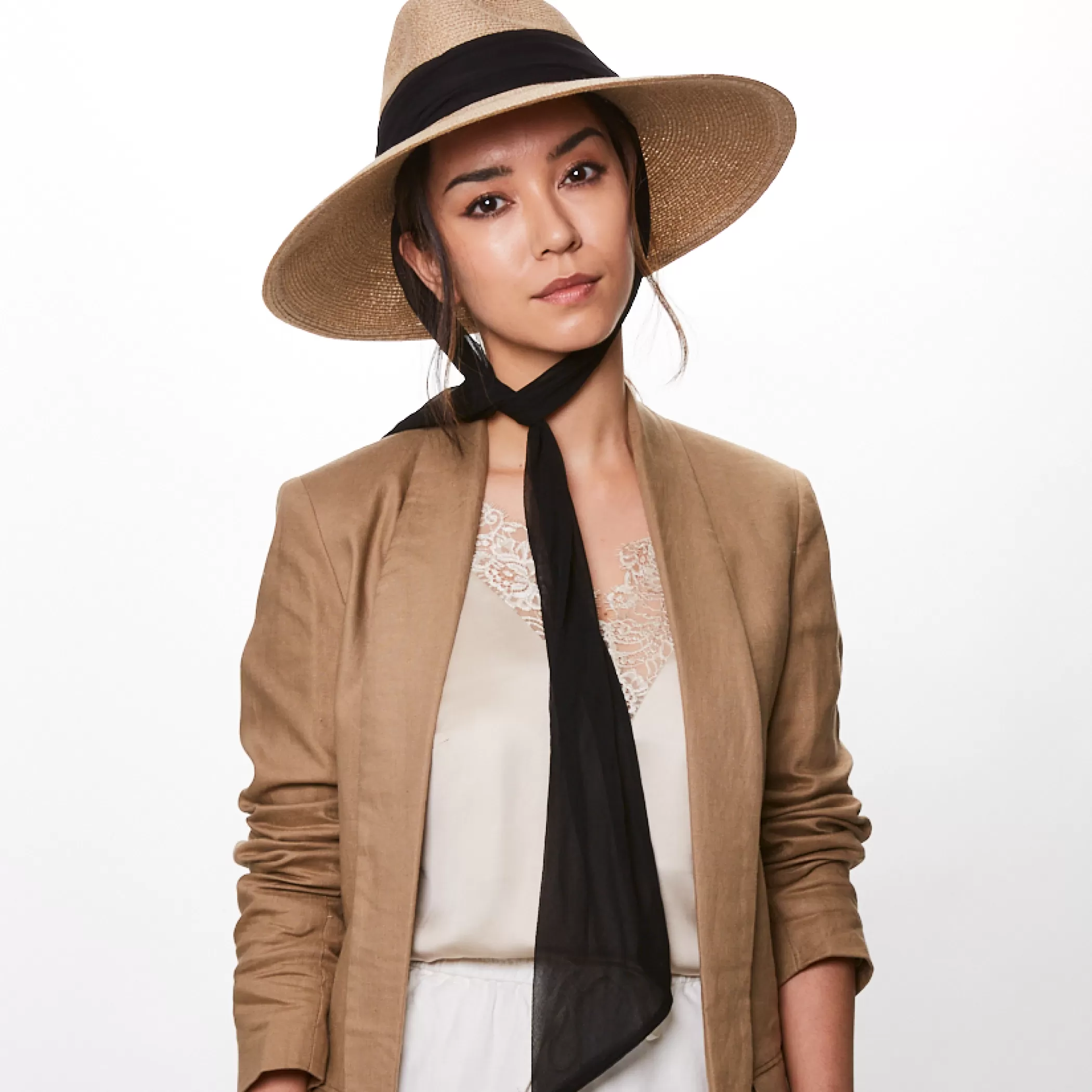 Online Cassidy In Sand W/Black Scarf Women Fedora