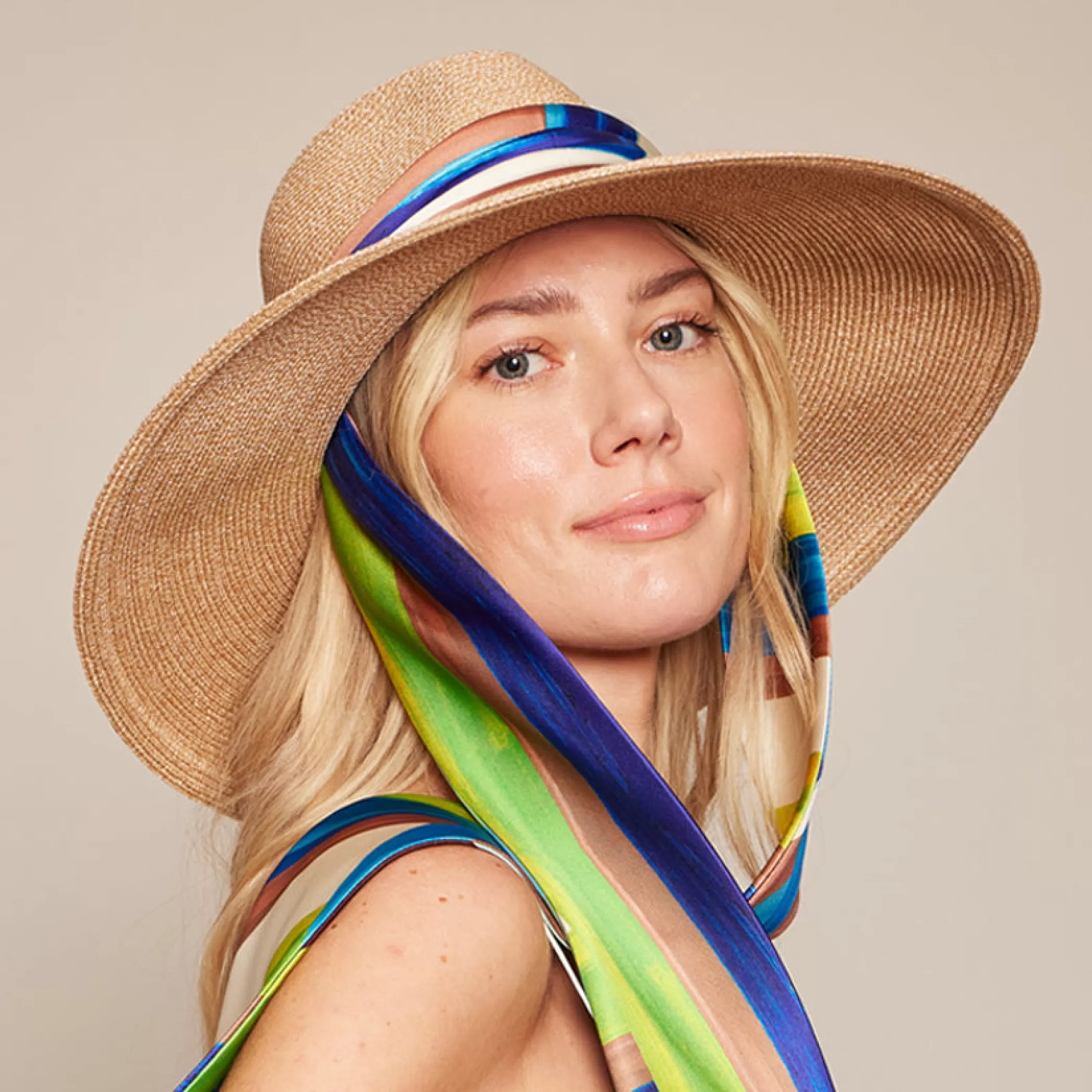 Online Cassidy In W/Blue-Multicolor Scarf Women Fedora