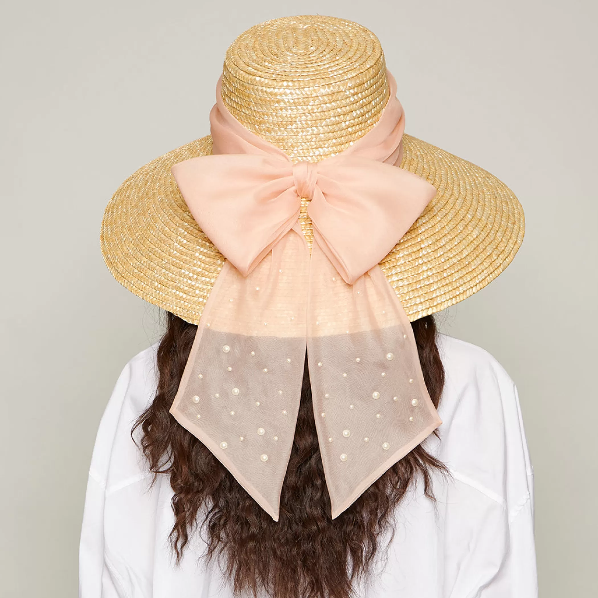 Shop Mirabel In Natural W/Blush Bow & Pearls Women Sunhat