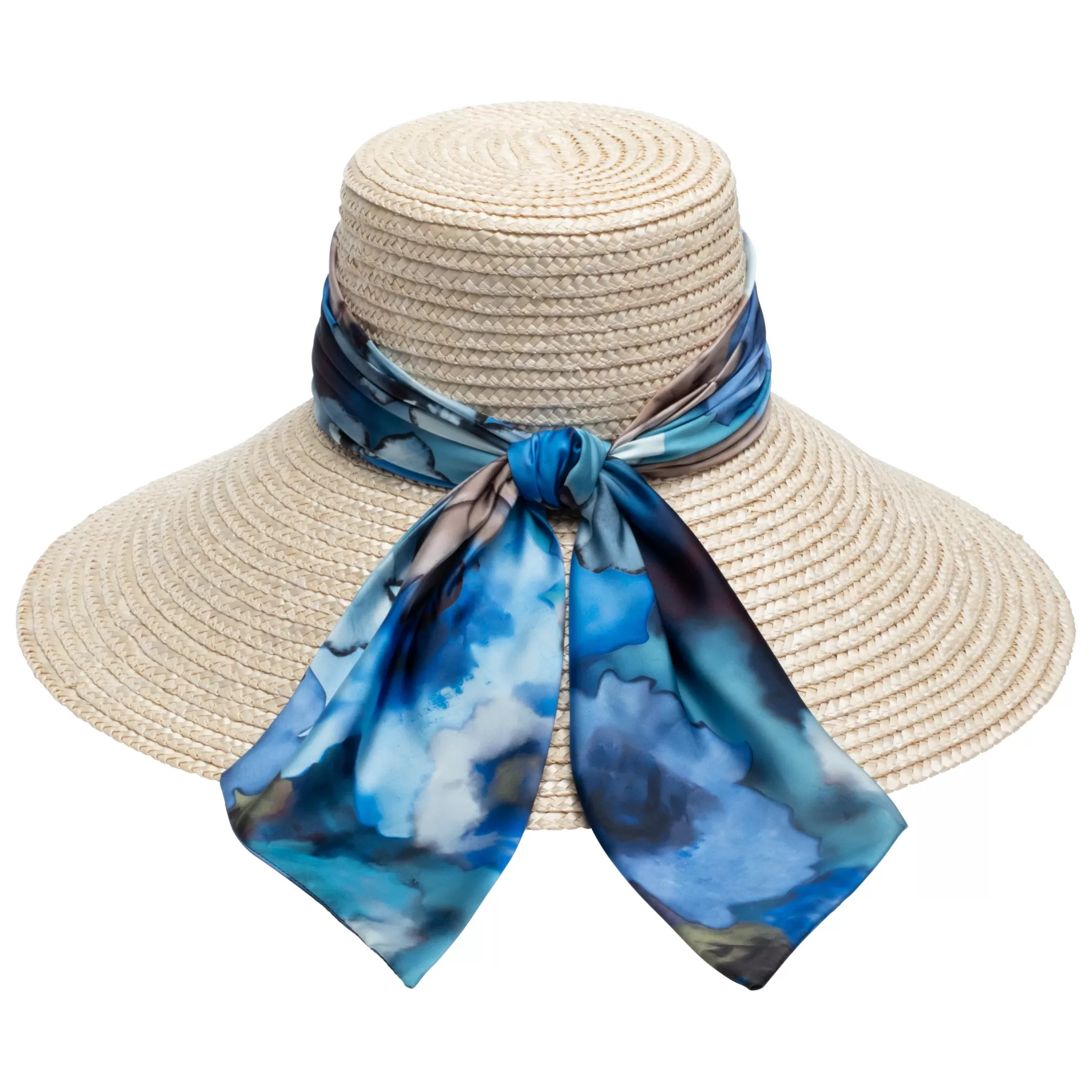 Hot Mirabel In W/Blue Floral Print Tail Women Sunhat